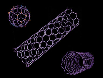 Die Modelle der «Nanotubes» und «Buckyballs» (Bild: NFS Nanowissenschaften, Uni Basel)